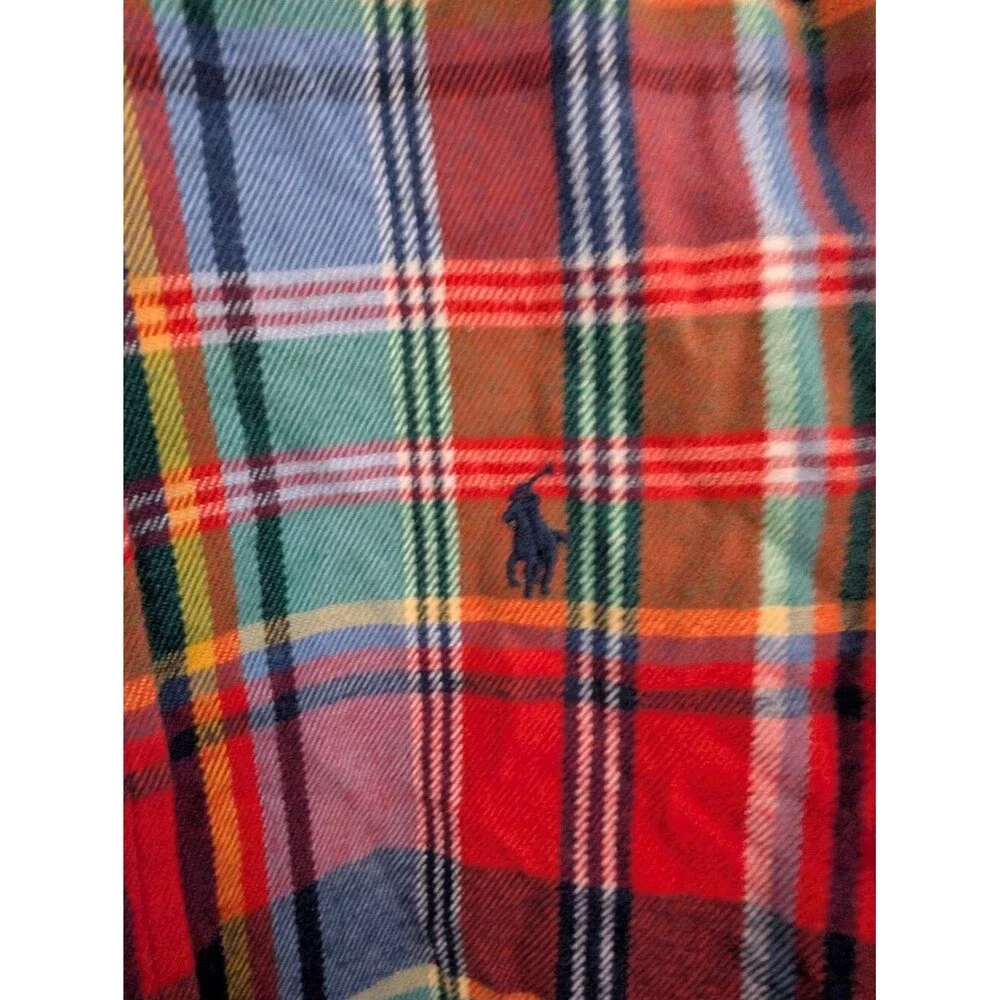 Ralph Lauren Boys Heritage Button Down Flannel Polo Shirt Size M